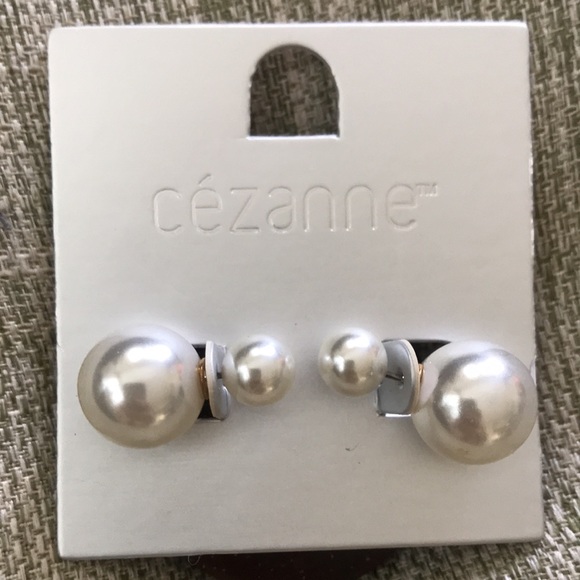 Cezanne Double Faux Pearl Earrings - Picture 3 of 3